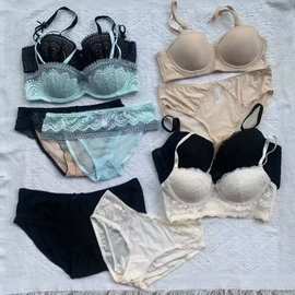 欧美跨境现货直销爆款欧美风聚拢有钢圈调整型透气女士套装文胸