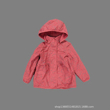 外贸童装欧美原单TCM女中小童连帽防风防雨外套加绒上衣秋冬装新