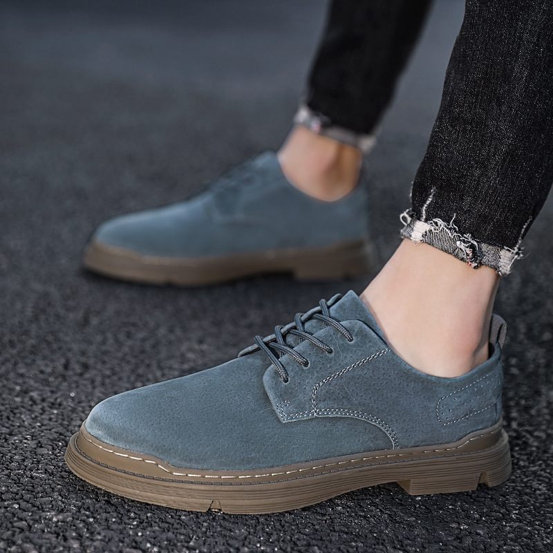 2024春秋跨境amazon低帮时尚休闲男士皮鞋复古风中青年工装鞋男鞋