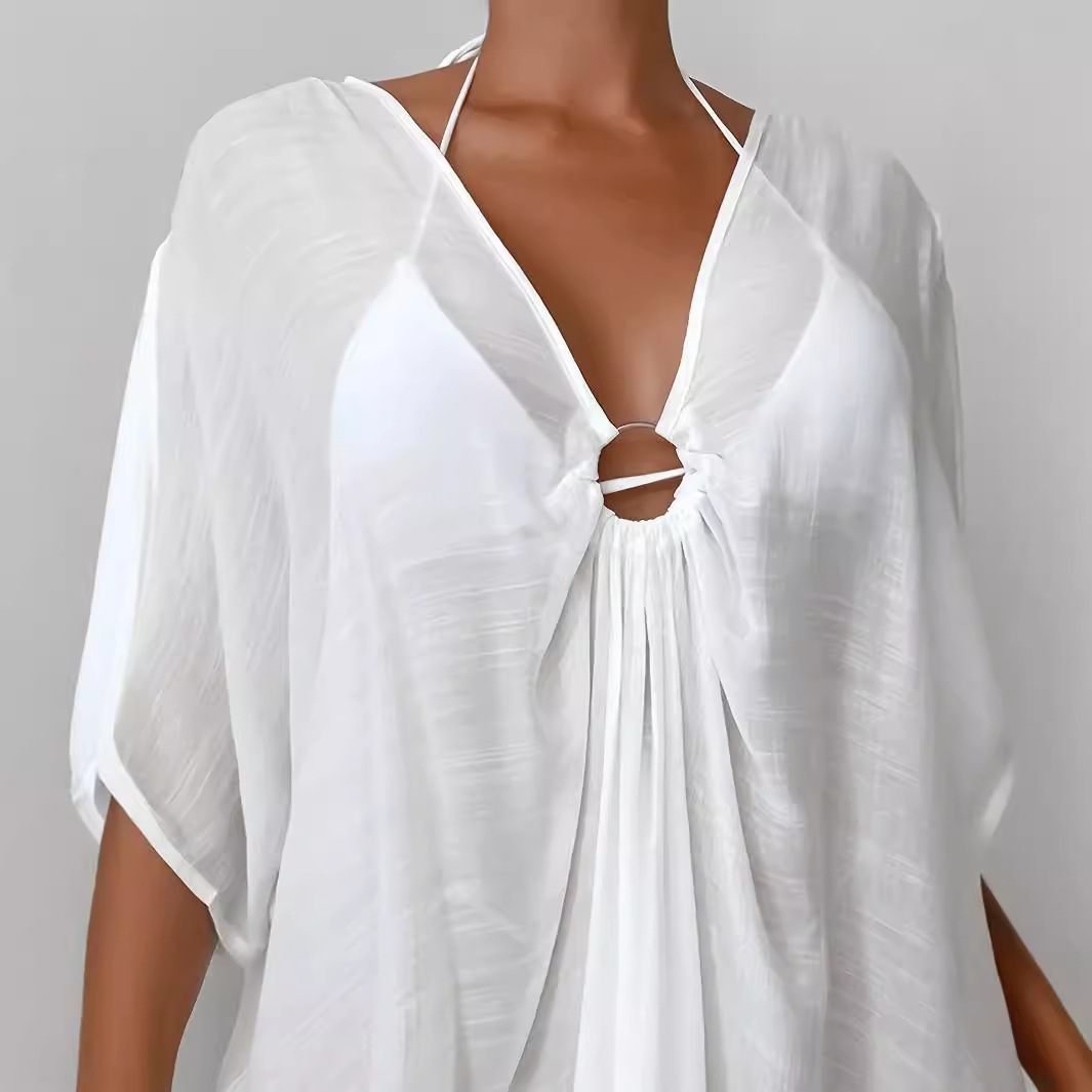 Women's Gender Vacation Style Women's Solid Color Vacation Cover Ups