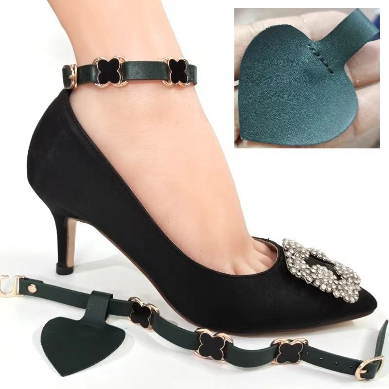 Leather Army Green [Four-Leaf Buckle] + Heel Sticker