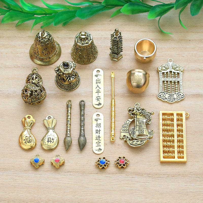 复古做旧仿黄铜实心合金吊坠葫芦汽车钥匙扣挂件半成品坠子配件
