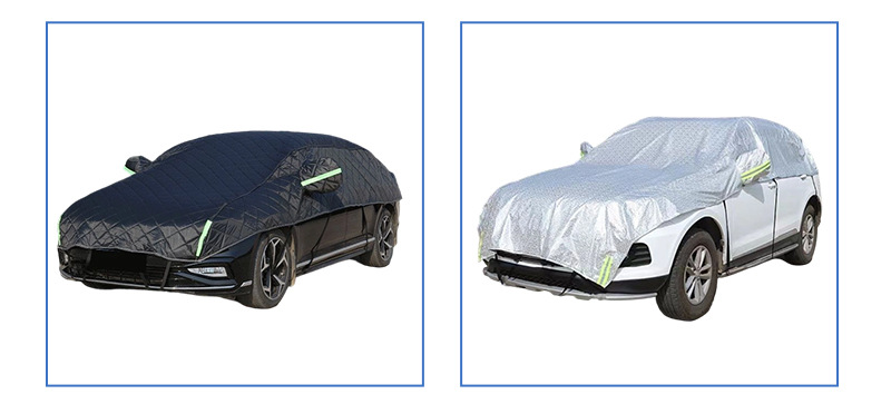 All-season universal car half-cover, summer sun protection and heat insulation, winter snow, frost, and dust protection half-body protective cover