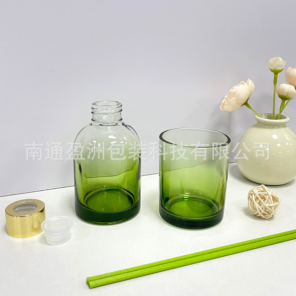 Nuevos productos al por mayor con múltiples especificaciones de la misma serie de botellas de vidrio aromáticas, tazas de velas, botellas volátiles sin caña de fuego, soporte de botellas de vidrio