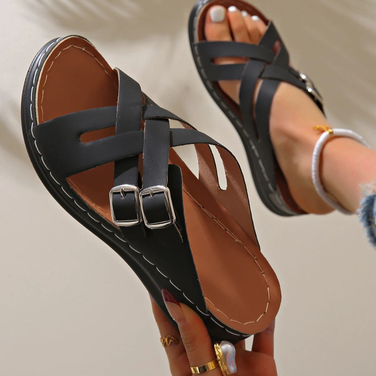  beach разноцветные летние сланцы на платформе, плюс размер