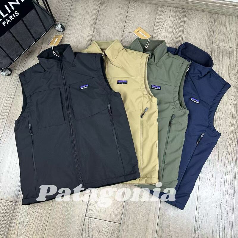 Pata Patagonia Autum Outdoor Men's Stand-Up Collar Sleeveless Vest Double-Sided Polar Fleece Thermal Vest
