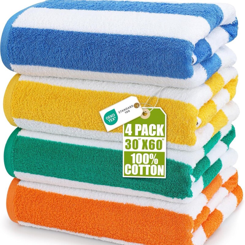 Multi-Colored Striped Pure Cotton Beach Towel, Cross-Border Dropshipping, Hotel Swimming Pool Extra-Large Bath Towel, Thickened and Absorbent, Exclusively for Foreign Trade Multi-Colored Striped Pure Cotton Beach Towel, Cross-Border Dropshipping, Hotel Swimming Pool Extra-Large Bath Towel, Thickened and Absorbent, Exclusively for Foreign Trade