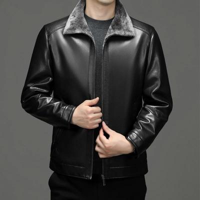 2022年冬季皮毛一体皮衣男士宽松加绒保暖皮夹克外套|ru