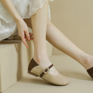 ��Ƥ�������ЬŮ2024�¿� ƽ��ƴ��ɫ����Ьܛ�׷�������Ь��Ь