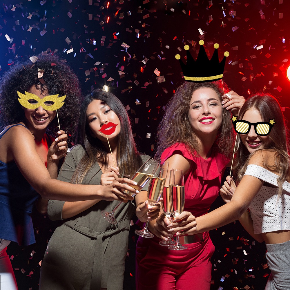 Amazon Año Nuevo fiesta decoración foto apoyos Año Nuevo fiesta atmósfera vestir divertido foto suministros