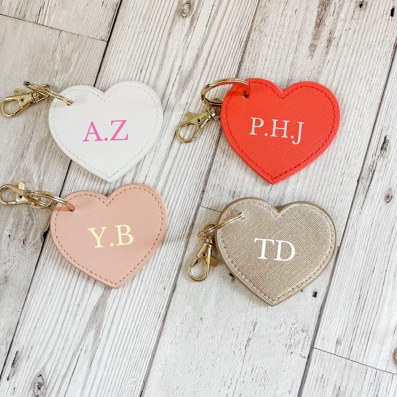 in stock diy laser love keychain pu leather heart-shaped key ring gift ornaments bag key accessories