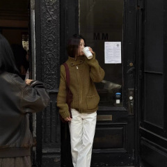 现  th*barnnet八奶拉链毛衣韩国设计师女装学院风减龄韩系针织衫