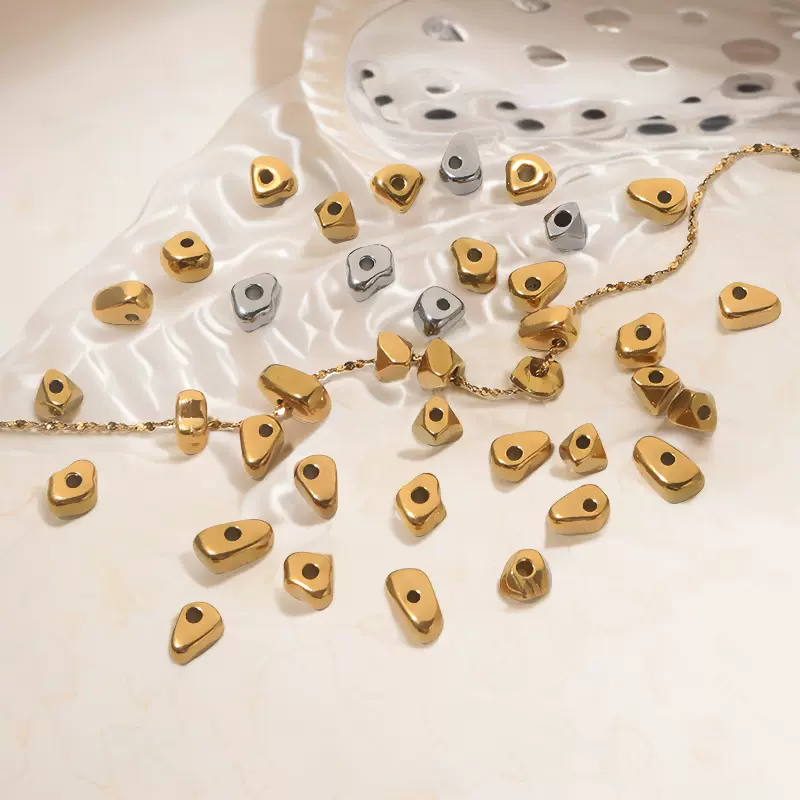 不锈钢饰品配件DIY串珠不规则隔珠 小众手链项链百搭配件珠子挂件