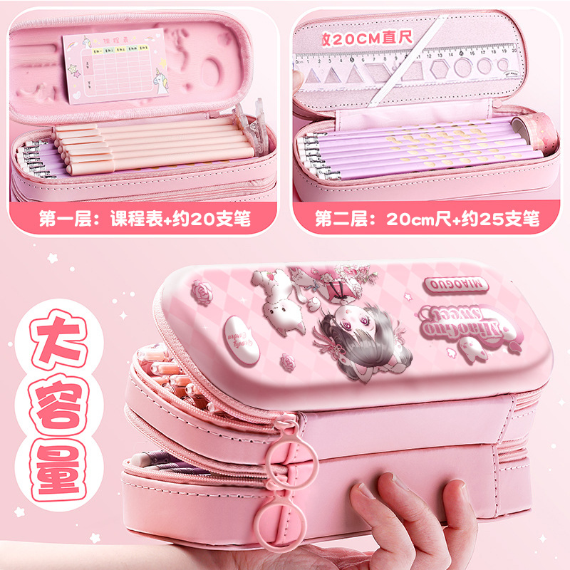 Bolsa de lápiz 3D estereoscópica doble caja de lápiz para niñas caja de papelería para niñas 2026 nuevo modelo para niñas y niños