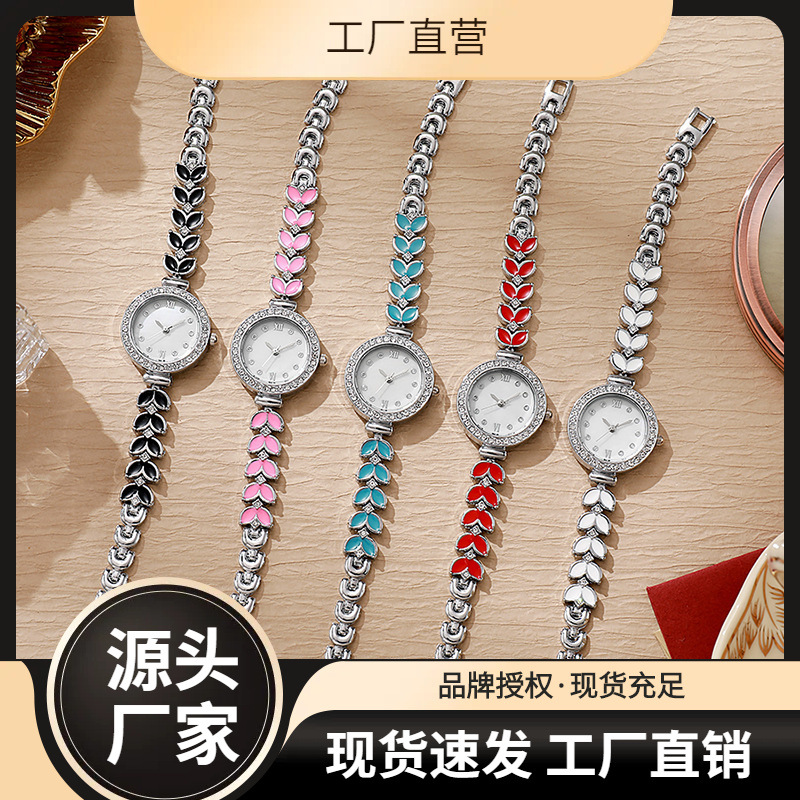 Nuevo estilo transfronterizo de sirena de color moda simple y versátil pulsera de epoxi para mujer reloj reloj de cuarzo con incrustaciones de diamantes para mujer