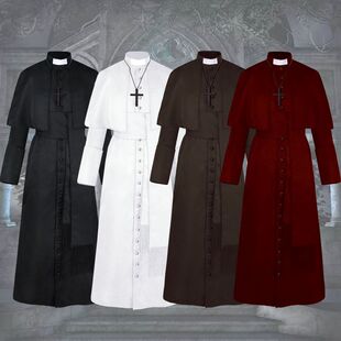 修女服cos中世纪复古牧师演出服万圣节成人披肩长袍色修道院代发-阿里巴巴