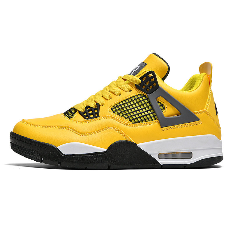Giày sneaker thể thao cổ thấp đế dày chống trượt, thân da nhân tạo thoáng khí, dáng giày bóng rổ — Mẹ điện, Paris, thần sấm sét, xi măng trắng