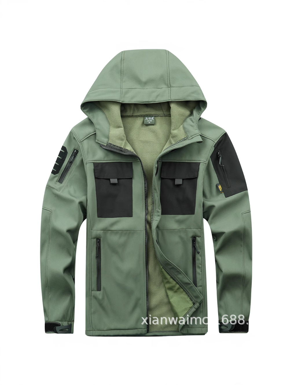 Invierno de terciopelo caliente chaqueta de asalto joven hombre ligero abrigo táctico de cáscara suave explosivo ropa de trabajo impermeable de bicicleta