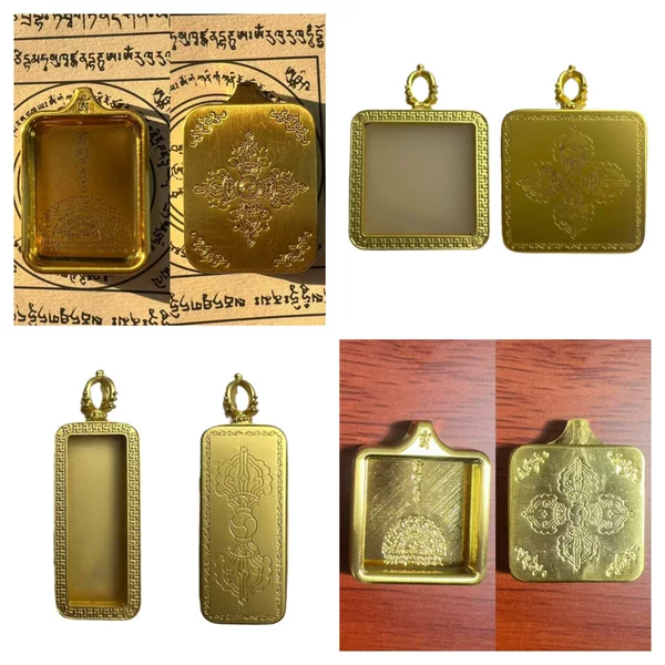1*3 Gawa Box Thangka Frame for Xizang Thangka Accessories, Gold-Plated Pendant Square Plaque, Ancient Method, Wholesale for Men and Women 2*3