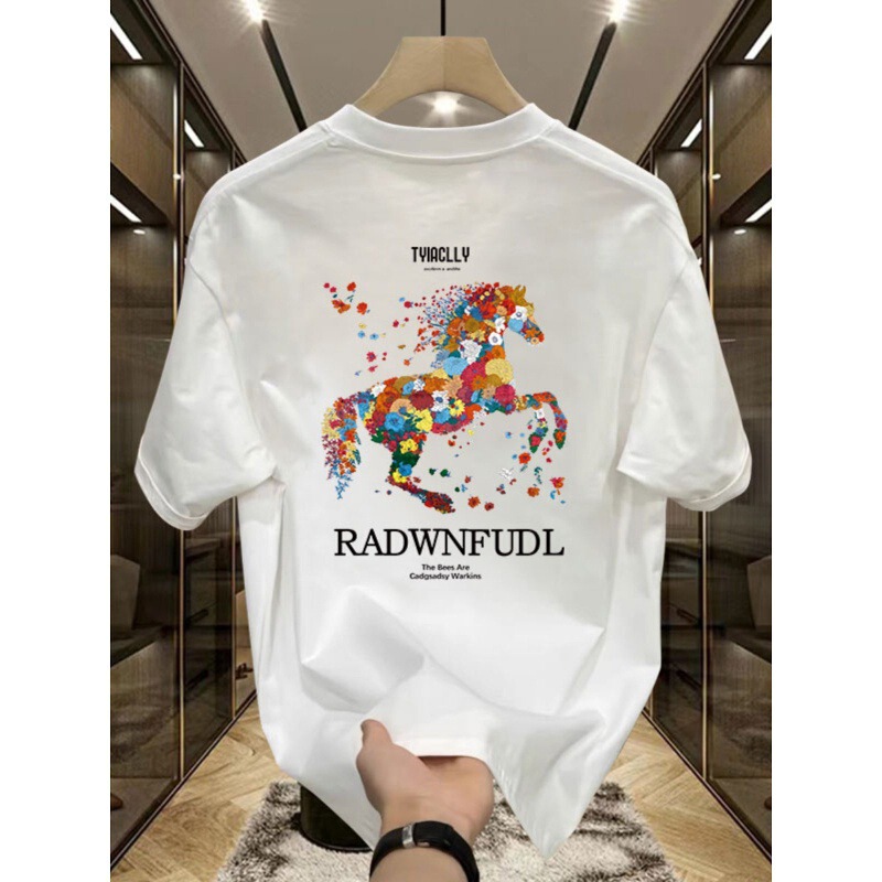 Summer Round-Neck American Stylish Heavyweight Short-Sleeve T-Shirt for Young Men and Women, Fashionable Street-Style Loose Top