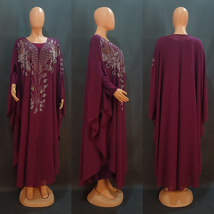 Robe en mousseline de soie pour femmes, industrie lourde, diamant chaud, vêtements pour femmes musulmanes du moyen-orient, source fabricant 8623_voghion.com