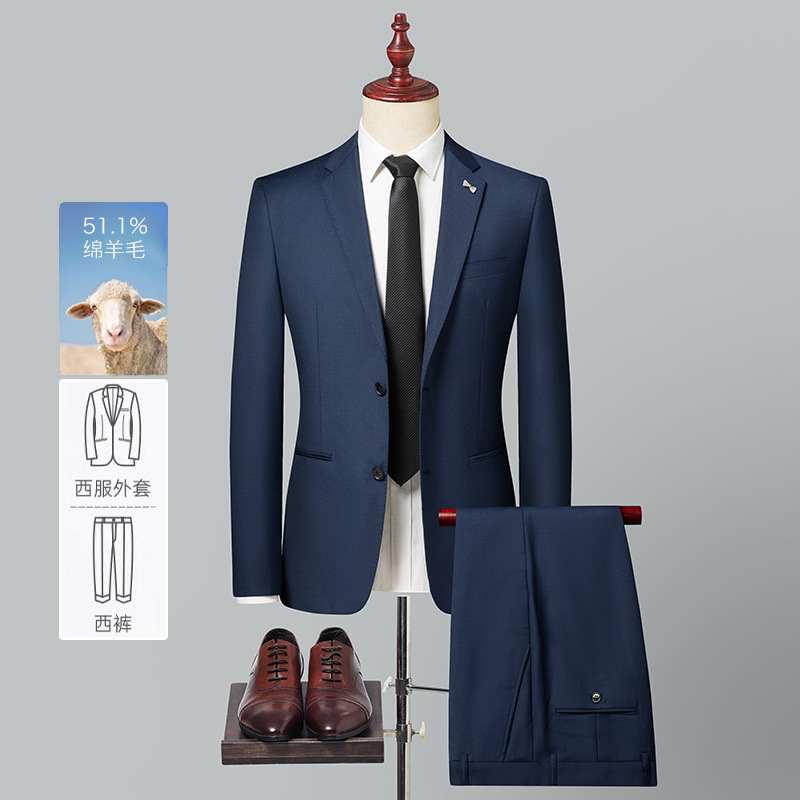 Suit suit Men's Korean-style Slim-fit Solid Color Wool Business Casual Professional Dress Jacket Best Man Wedding Dress