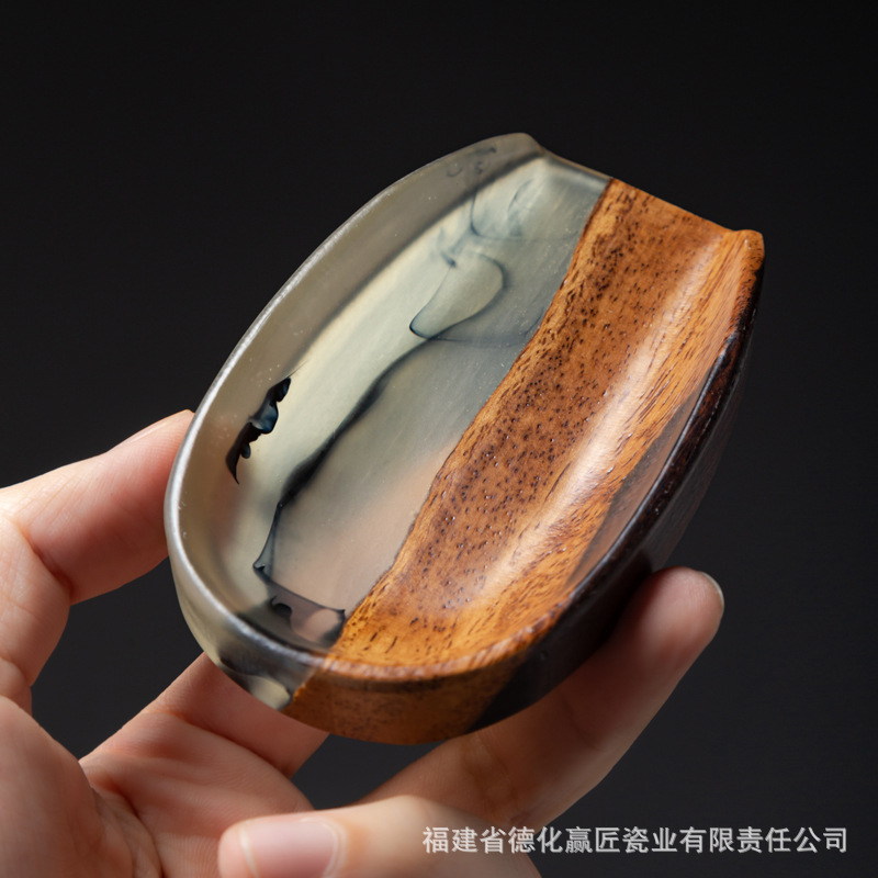 Nuevo norteamericano negro de nuez té tres piezas juego de té kung fu té accesorios de madera sólida té cucharas de té despertador de té