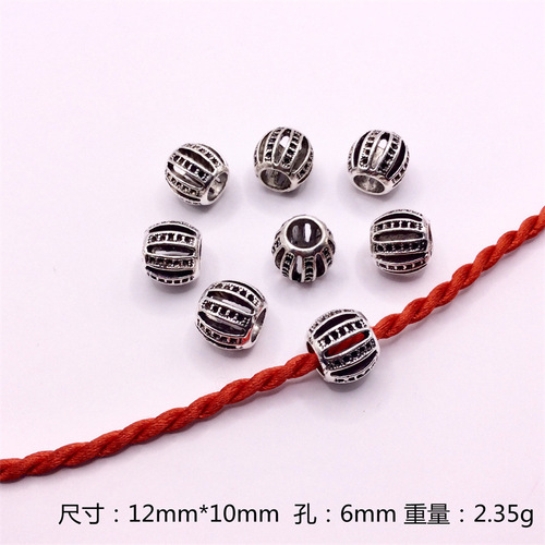 diy alloy jewelry accessories Tibetan silver hollow ball beads large hole separated beads cultural play beads lantern beads pumpkin beads