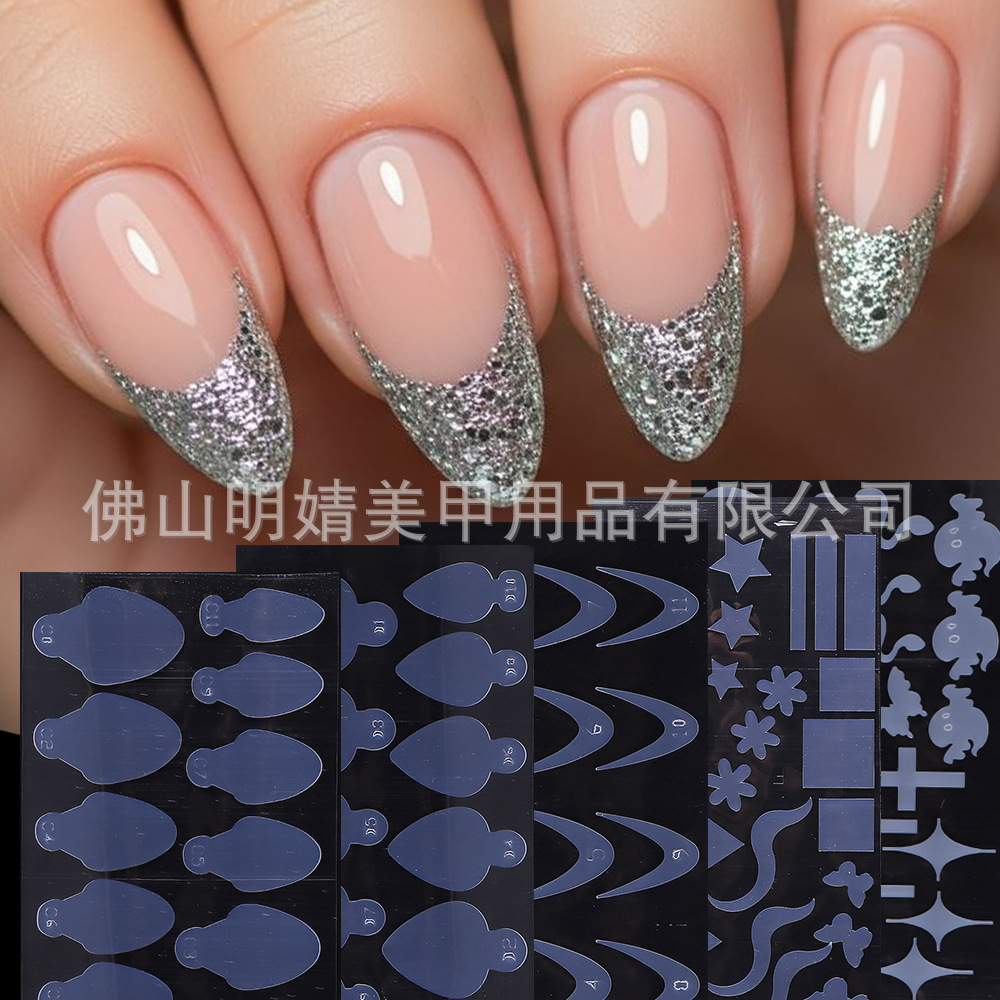 Manicure Silicone French Patch Crystal Extension Nail Mold Paperless French Extension Nail Mold Silicone Patch 12 Pieces