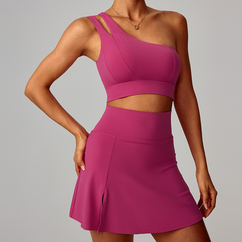 Bra de hombro inclinado transfronterizo trajes de yoga para mujeres trajes de fitness casuales para correr trajes deportivos para mujeres 6358
