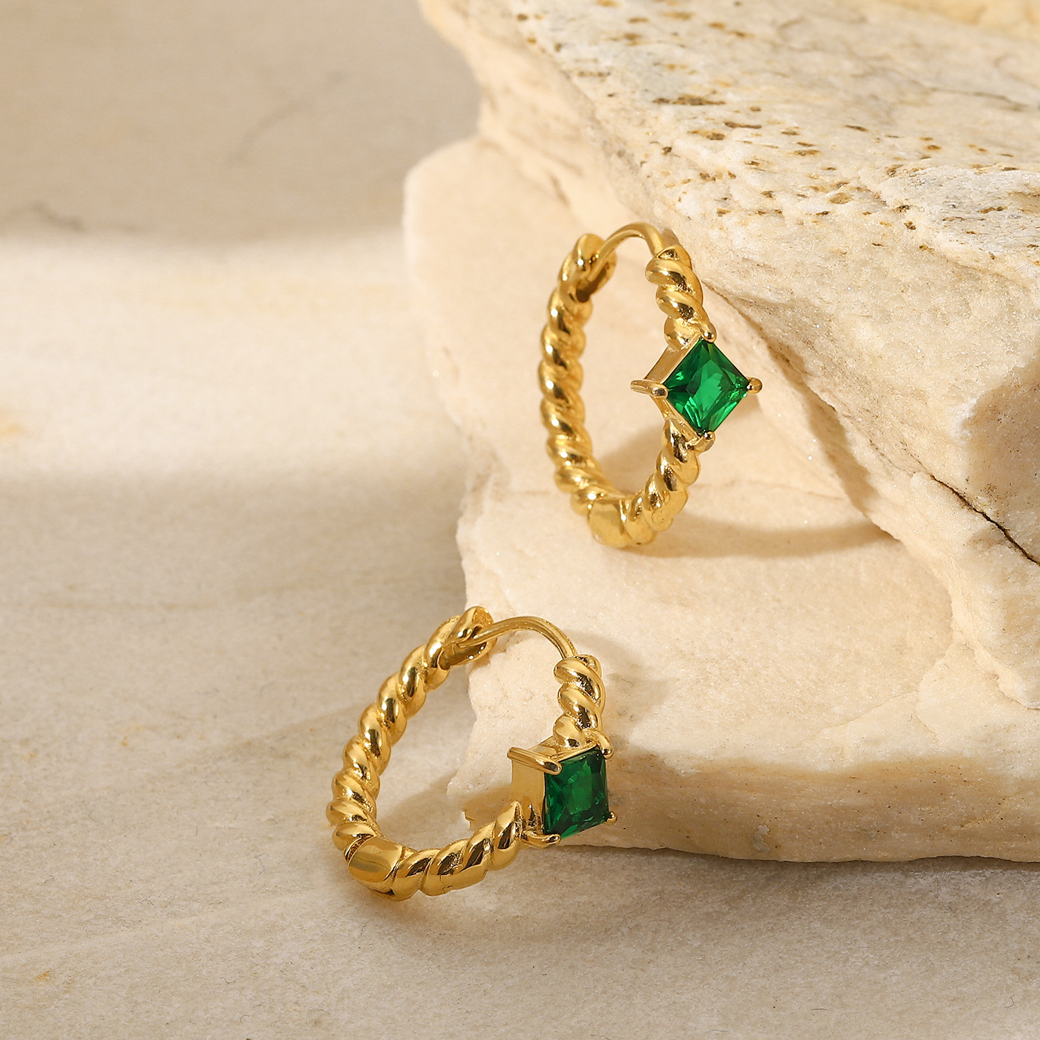 Fashion Stainless Steel Geometric Pattern Earrings Daily Electroplating Zircon Stainless Steel Earri