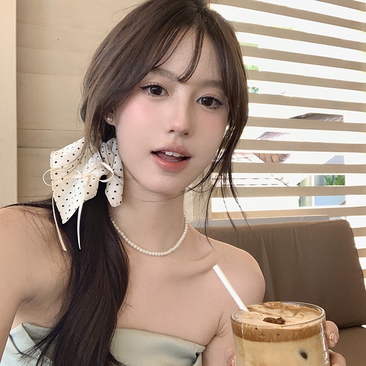 Nuevo encantador Chiang Mai vacaciones punto de onda arco anillo de cabello cuerda de cabeza de cabello de mujer francesa cuerda de cabello flotante 2024