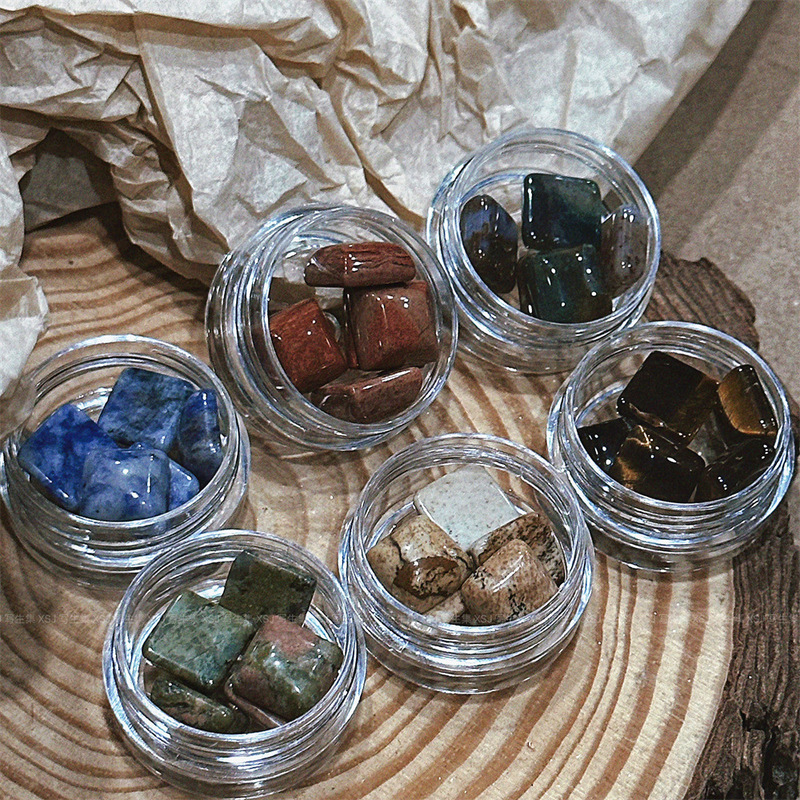 Antique new Chinese style natural jade nail jewelry square irregular texture stone sugar 10MM nail ornaments