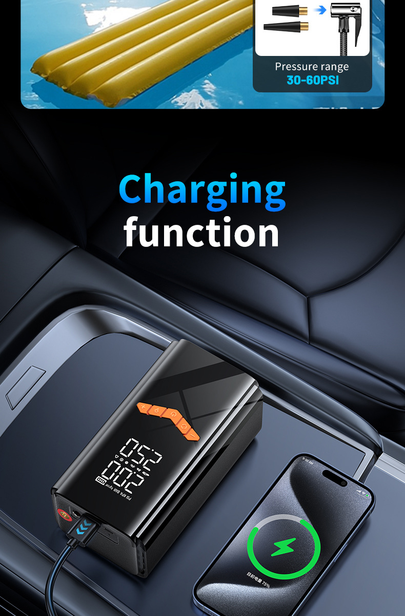 Jump Starter is a cross-border car emergency starting power supply all-in-one device with an air pump and portable car power bank