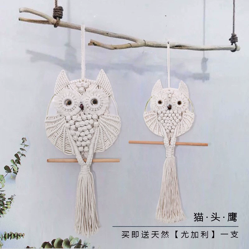 Хлопковая нить ручной работы, гобелен, трансграничное украшение дома, сова, милая простая фоновая стена в гостиной