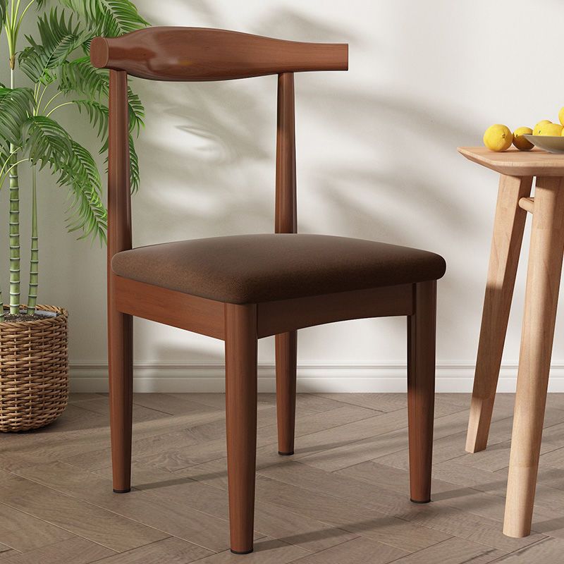 노란 배 어두운 다크 브라운 직물 쿠션 호른 의자 [우아한]]