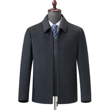 专柜品牌羊毛短款大衣中年加厚羽绒服内胆商务双面毛呢上衣男外套