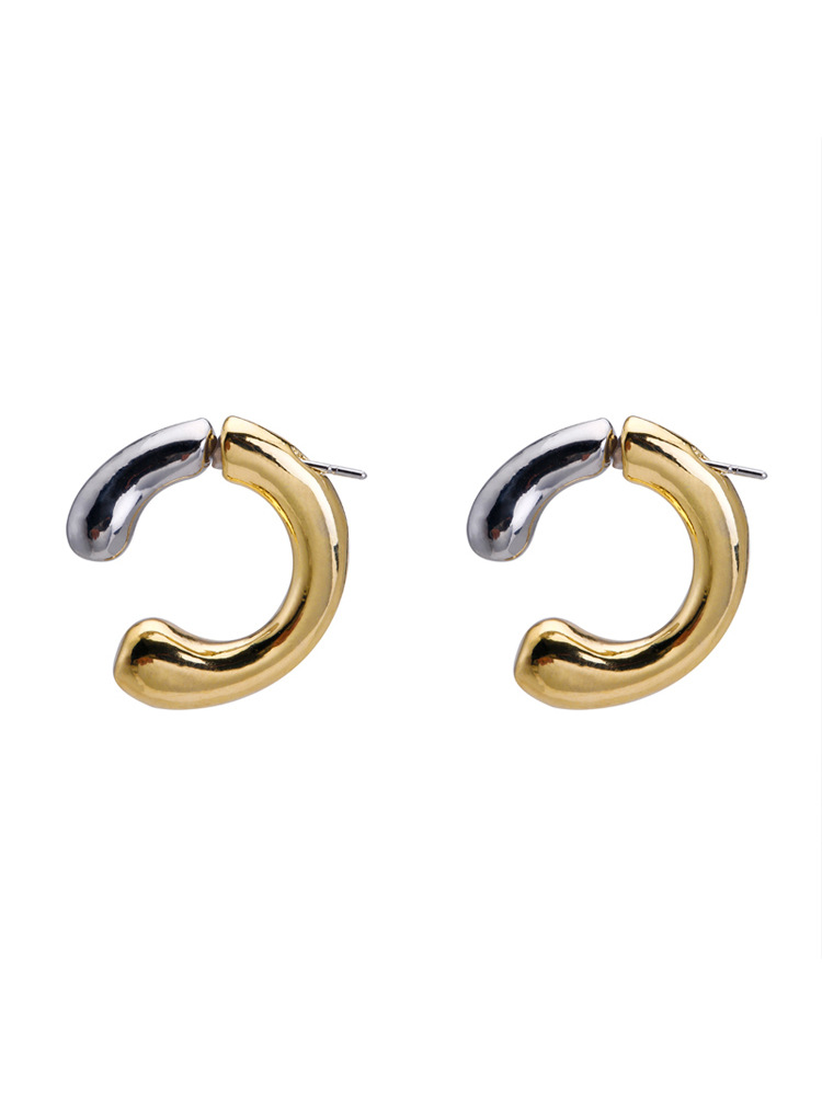 Gold Silver Mixed Color Half Circle Alloy Earrings Wholesale display picture 9