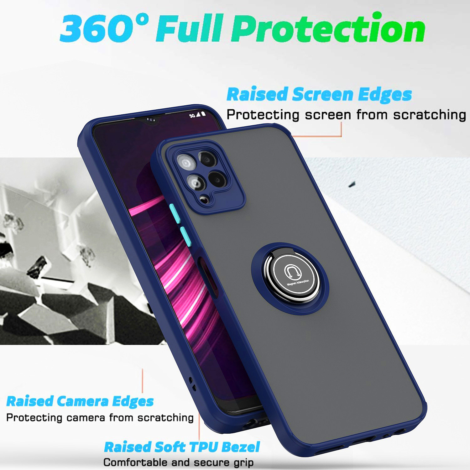 Sınır ötesi uygulanabilir T-Mobile Revvl7Pro cep telefonu kılıfı Qiying Revvl6 halka düşmeyi önleyici kapak Revvl V+