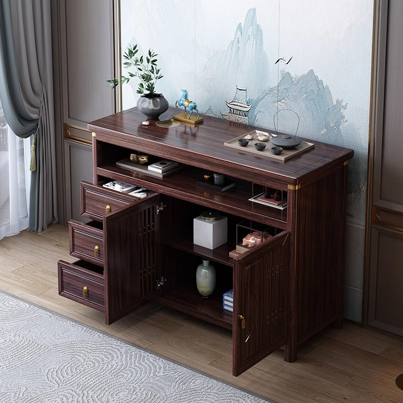 Nuevo comedor de madera de ébano de estilo chino, sala de estar, dos puertas, tres bombas, almacenamiento, almacenamiento, armario de té, armario de cocina de alta gama