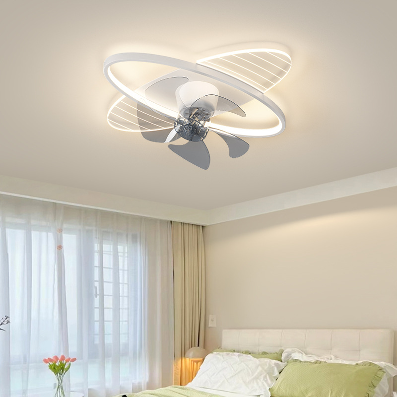 Minimalista, moderno, inteligente y cálido ambiente de ventilador de lámpara para toda la casa, combinación de lámparas y luminarias de la atmósfera de la sala de estar del dormitorio