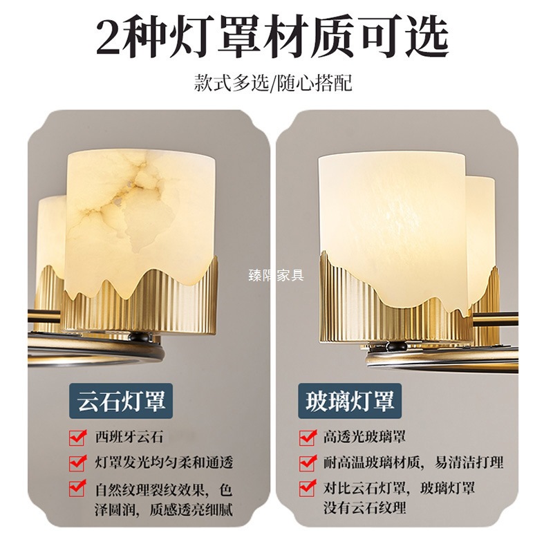 Nuevo estilo chino natural nube piedra toda lámpara de bronce estilo chino villa de estilo complejo lámpara de sala de estar lámpara Zhongshan vidrio LED