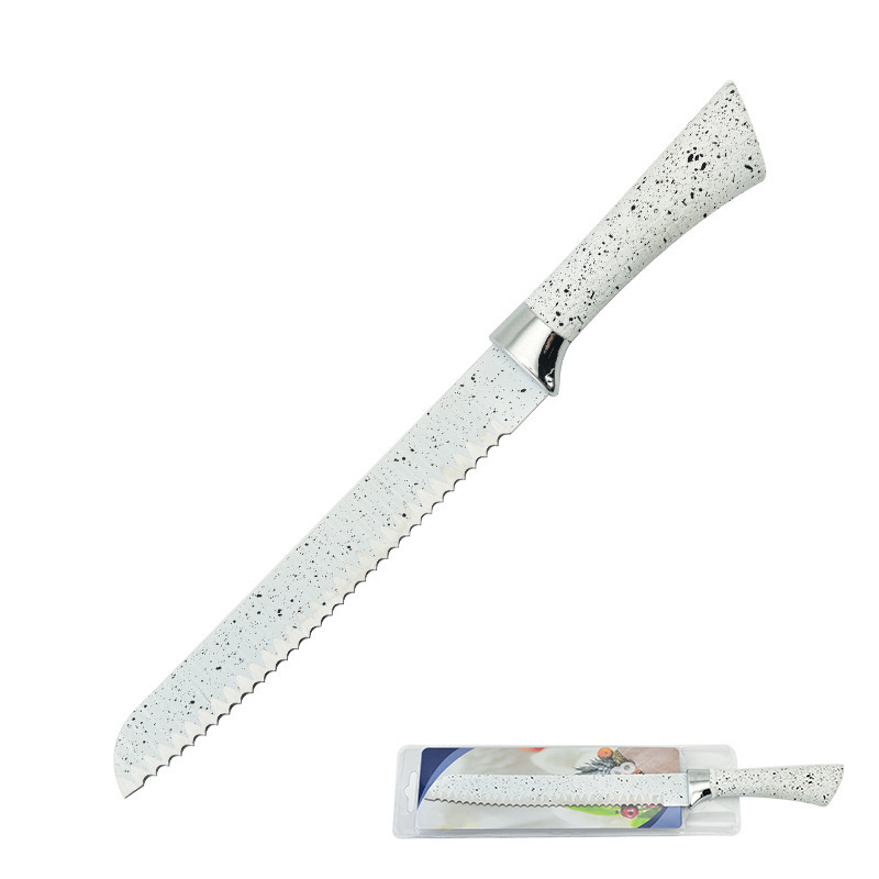 Comercio exterior caucho y plástico, mango de herradura, patrón ondulado, cocina de acero inoxidable, cuchillo doméstico, juego de cinco piezas, succión de doble cara al por mayor