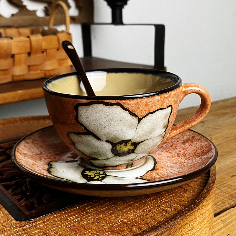 Tazas de café de cerámica plato red taza de agua roja taza de leche casera café latte pastoral viento taza de té de la tarde taza de té negro