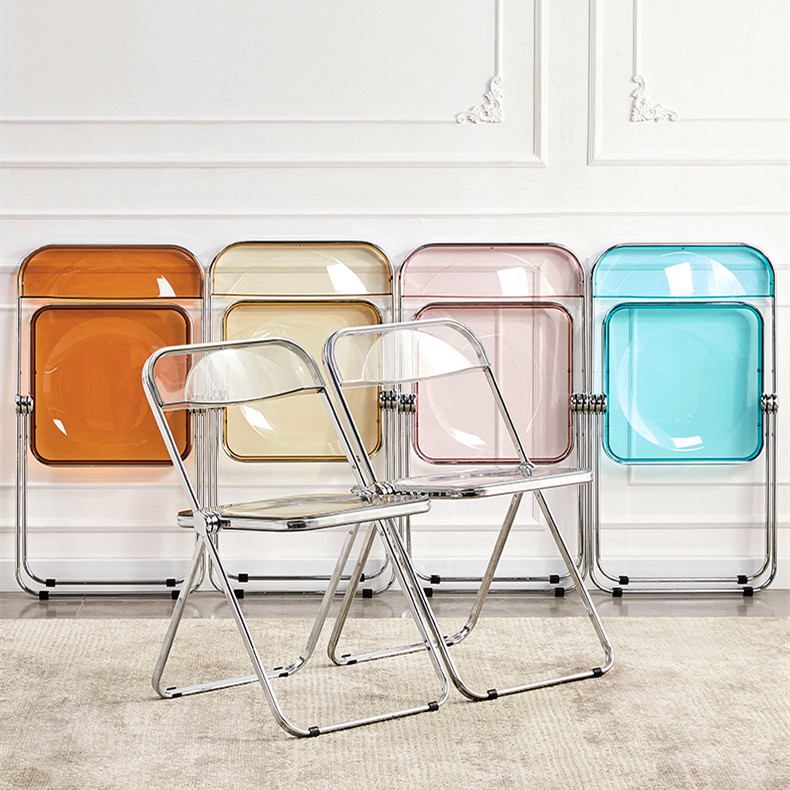 Transparent Chair Folding Chair Crystal Dining Chair Internet Celebrity Photo Chair Clothing Store Makeup Chair Back Stool Computer Chair