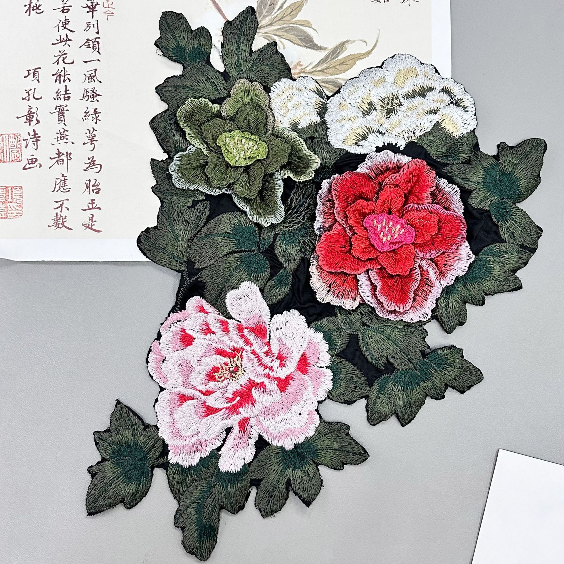 Hijo de vidrio bordado multicapa 3D cosido a mano tela de flores didiy cheongsam ópera ropa de baile accesorios de ropa sin pegamento image 3