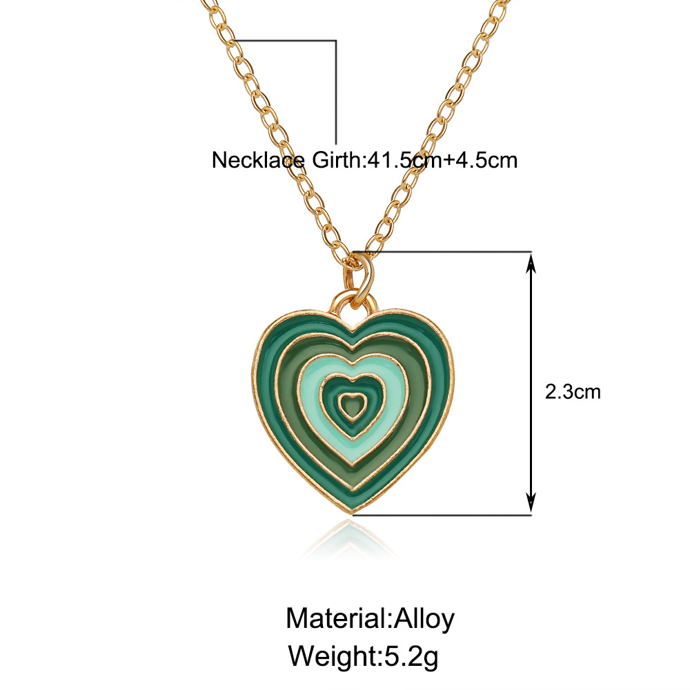 Cross-border New Creative Niche Colorful Jewelry Multi-layer Dripping Heart Necklace display picture 1