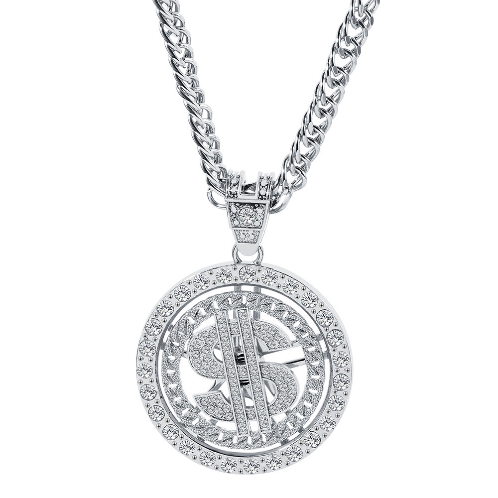 Draaibare kompas cuban ketting hanger met diamanten voor dames_voghion.com