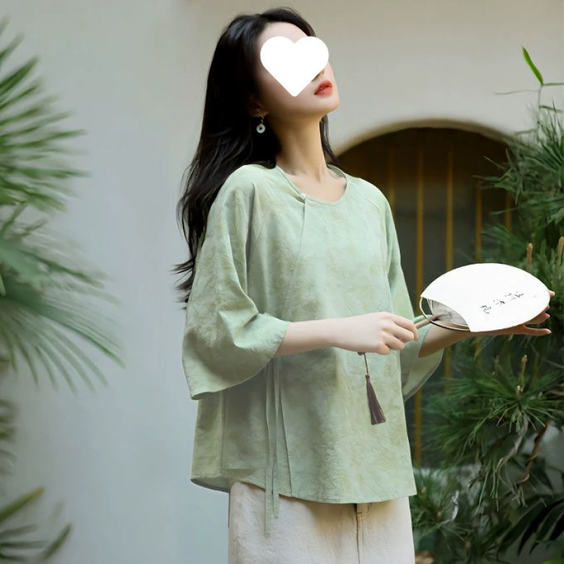 Новая осенняя улучшенная версия свободного топа в китайском стиле для похудения и похудения в стиле Республики Китай для женщин