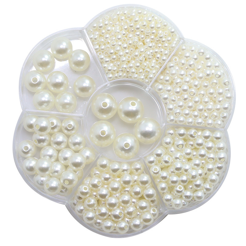 3-12mm agujero recto imitación perla cuentas redondas caja blanca cuentas sueltas DIY joyería pendientes accesorios niños cuentas hechas a mano